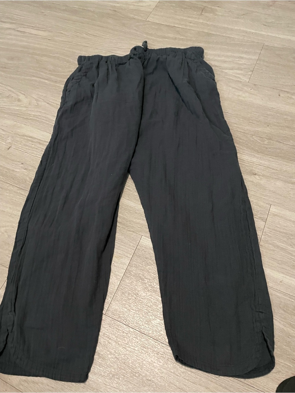 Pact Women's Black Wide-Leg Drawstring Pants